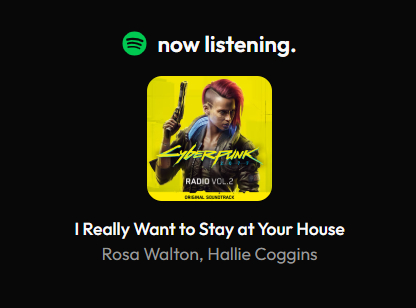 Spotify widget showing currently playing track with album artwork