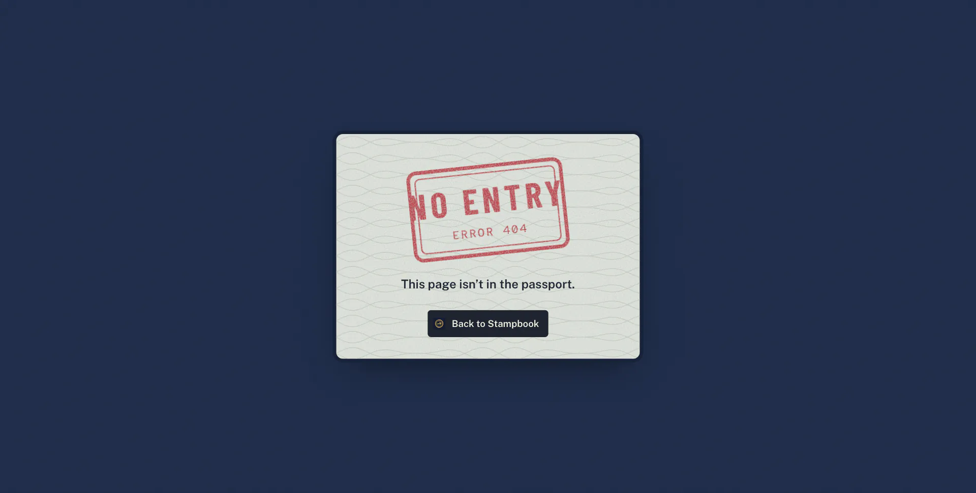 A red no entry stamp on a passport page