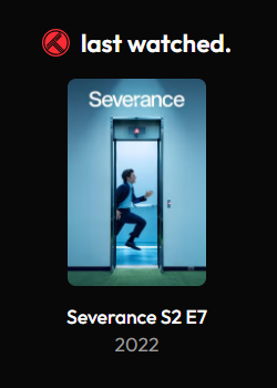 Trakt widget showing last watched content with poster